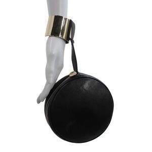 Perrin Womens Leather Zipped Round Cuff Bracelet Wristlet Handbag Black